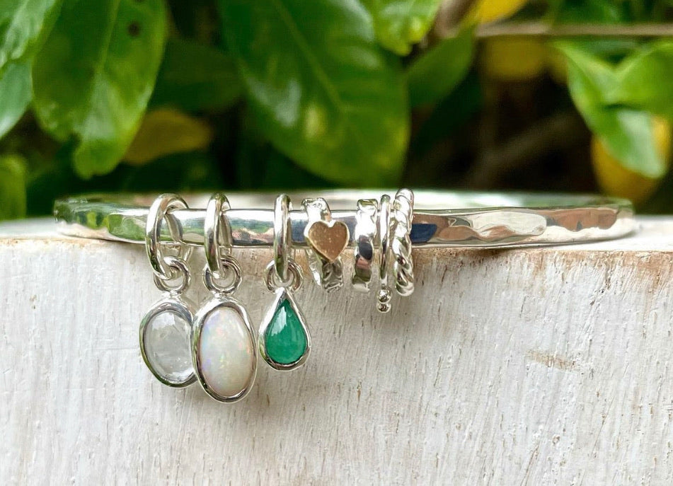 Gemstone Charm Bangle Handmade Charm Bangle 