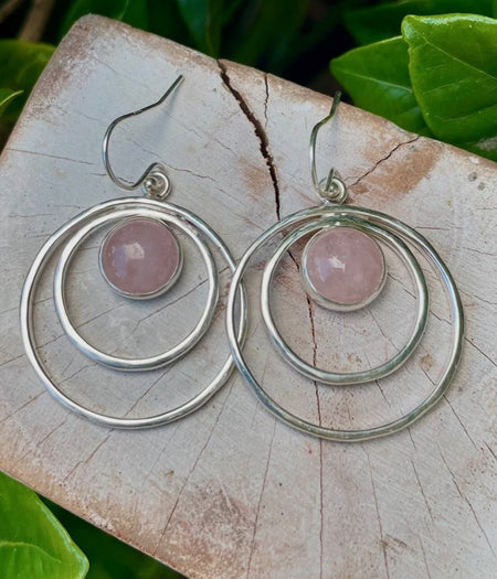 Custom Order - 50% Deposit for Sterling Silver Hoop Earrings - Pink Morganite - Kathy Sayce Jewellery